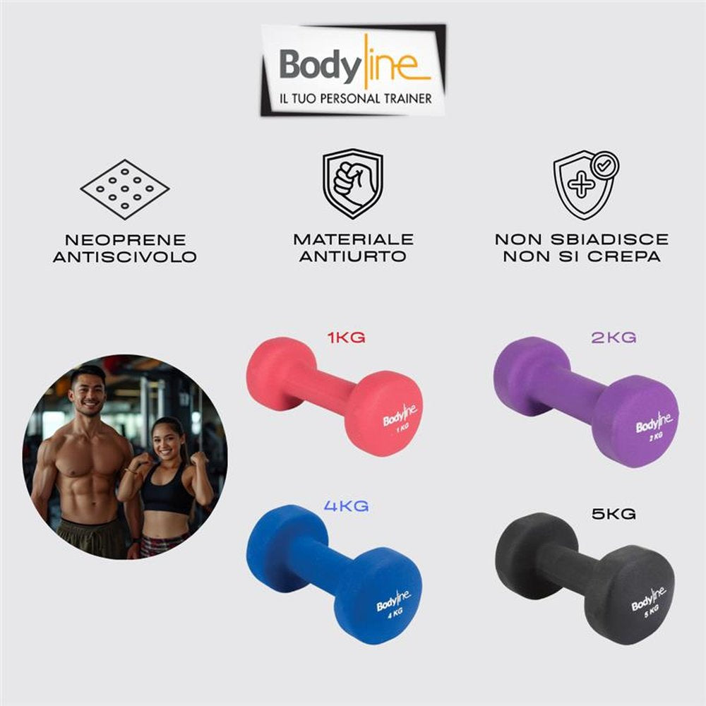 Manubrio in ghisa e neoprene antiscivolo e antiurto 3kg - home fitness