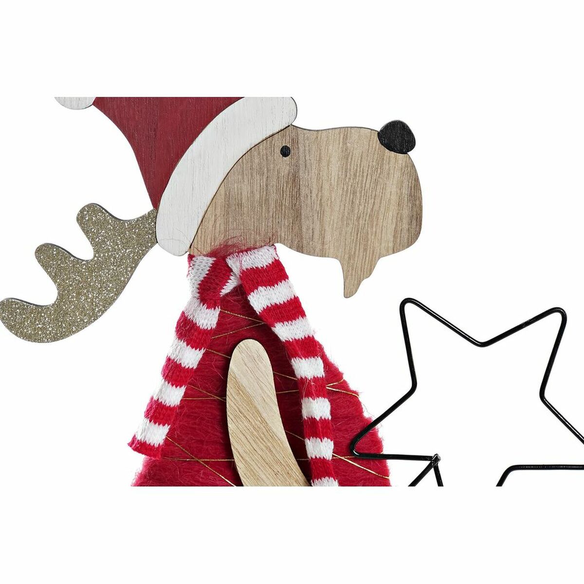Decorazione Natalizia DKD Home Decor Legno Poliestere Renna (5 x 22 x 41 cm) (4 Unità)