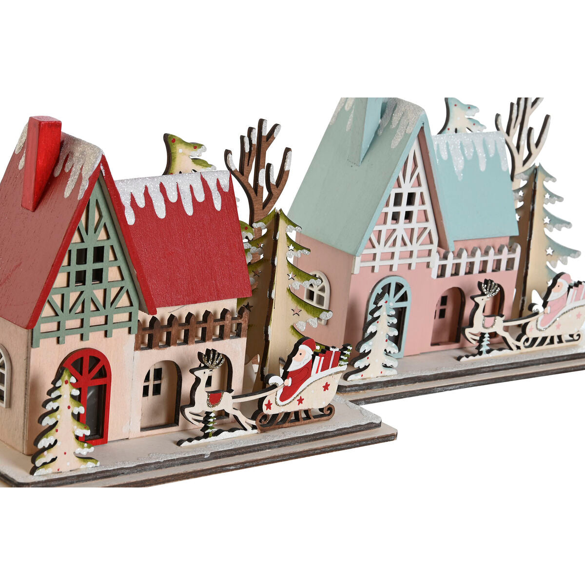 Decorazione Natalizia DKD Home Decor Rosso Rosa chiaro 23,5 x 11 x 20,5 cm (2 Unità)