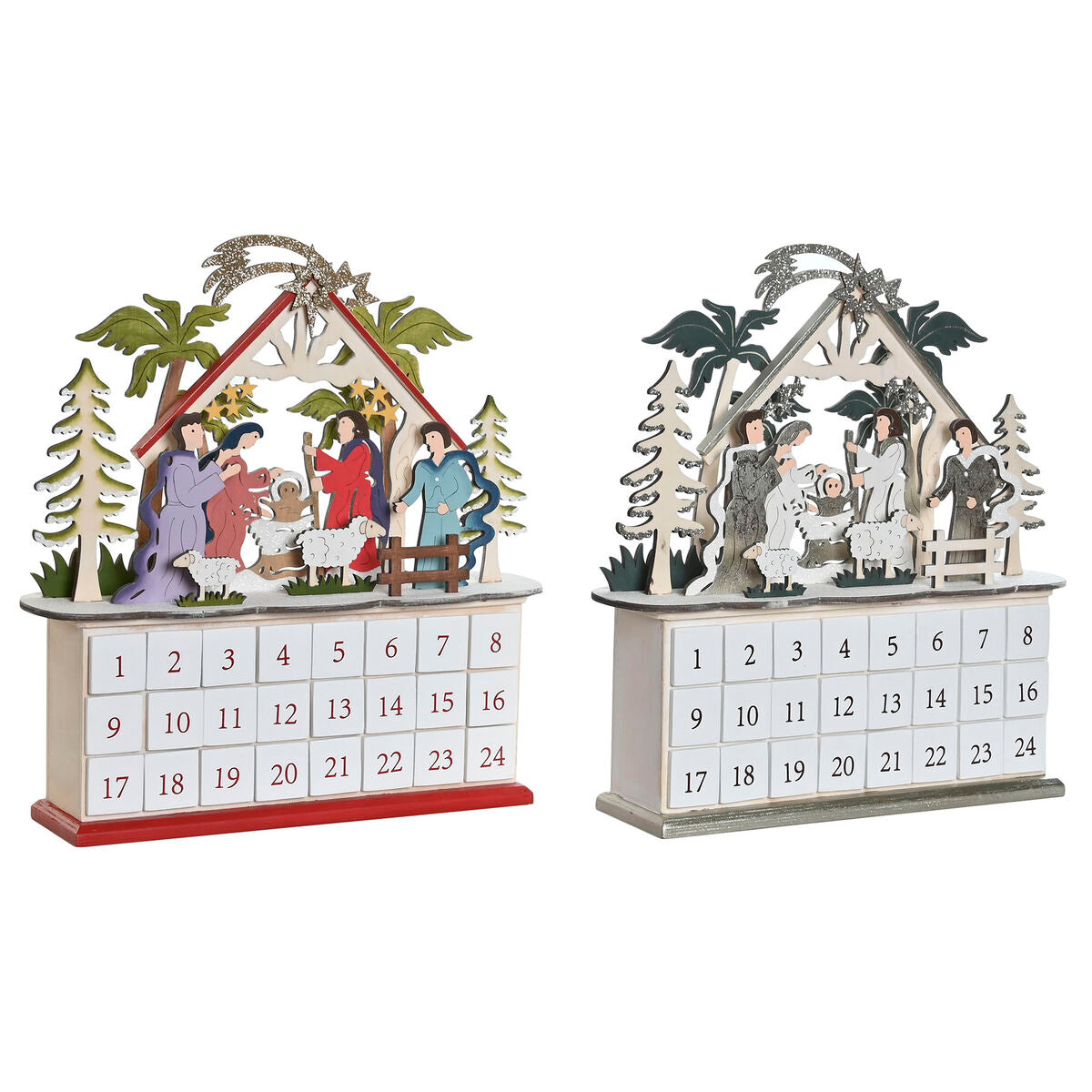 Calendario Dell'avvento Dkd Home Decor Legno 34 X 8,5 X 36,5 Cm (2 Unità)
