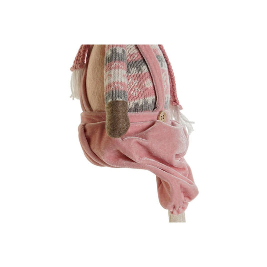 Decorazione Natalizia DKD Home Decor Bianco Marrone Rosa Renna 17 x 14 x 63,5 cm (2 Unità)