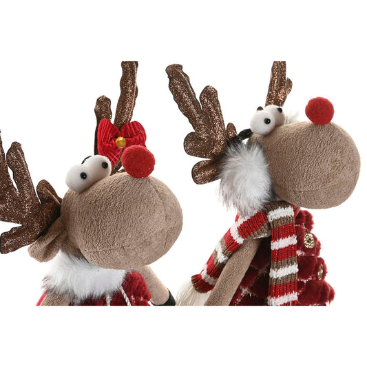 Decorazione Natalizia Home ESPRIT Marrone Rosso Verde Renna 23 x 16 x 41 cm (2 Unità)