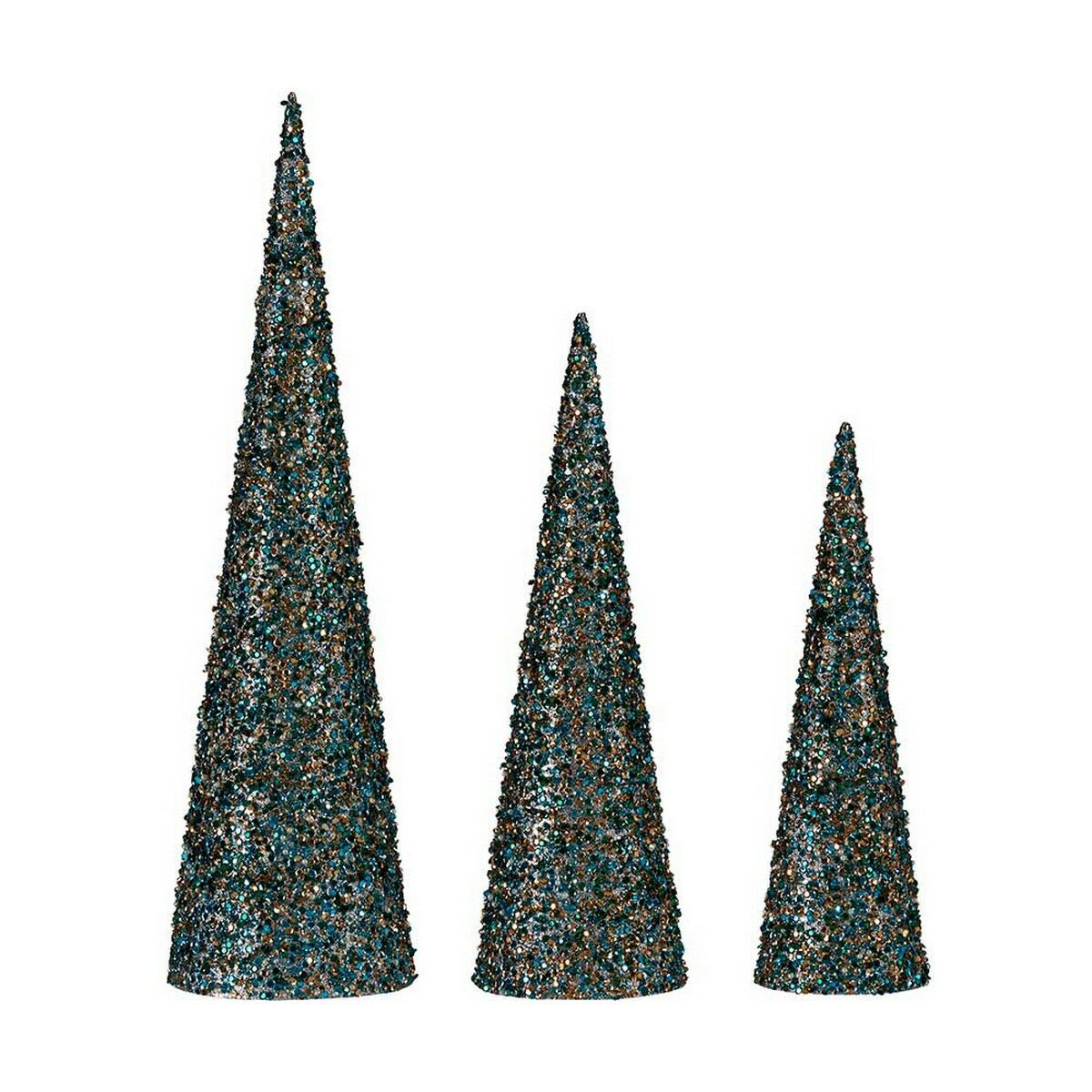 Decorazione Natalizia Krist+ Azzurro Dorato Paillettes Natale 16,5 x 60 x 16,5 cm Coni