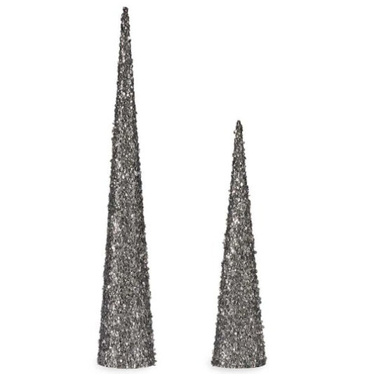 Decorazione Natalizia Krist+ Argentato Argento Coni 9,5 x 60 x 9,5 cm Paillettes (4 Unità)