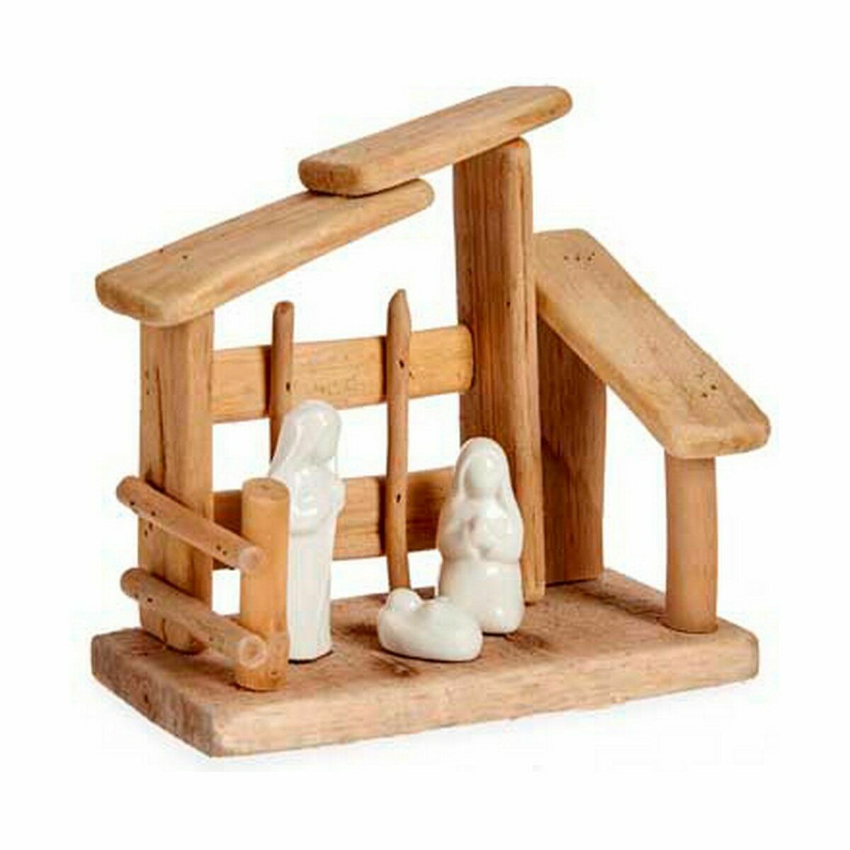 Presepe di Natale Krist+ Bianco Naturale Legno Ceramica 18 x 17 x 8 cm (2 Unità)