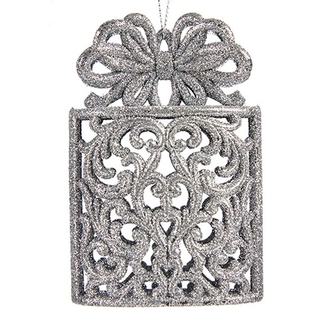 Decorazione Natalizia Krist+ Argentato Plastica Porporina Pacco Regalo 7,5 x 11,5 x 4 cm (24 Unità)