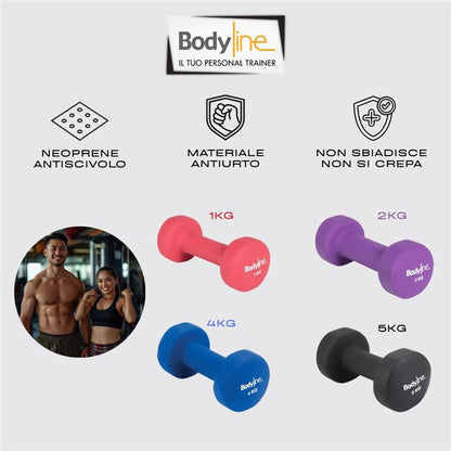 Manubrio in ghisa e neoprene antiscivolo e antiurto 3kg - home fitness