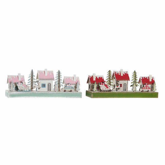 Decorazione Natalizia DKD Home Decor Legno Casa (2 pcs) (30 x 6 x 12 cm)