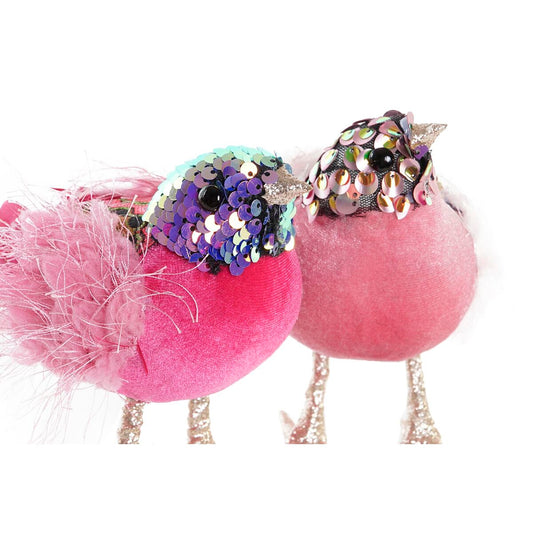 Decorazione Natalizia DKD Home Decor Poliestere Uccello (18 x 8 x 13 cm) (3) (3 Unità)