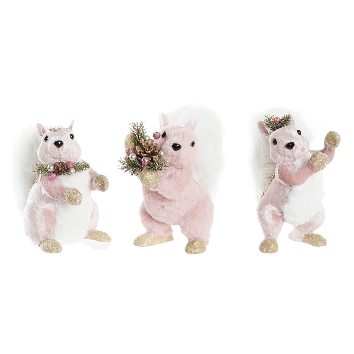Decorazione Natalizia DKD Home Decor Poliestere Scoiattolo (13 x 16 x 21 cm) (3) (3 Unità)