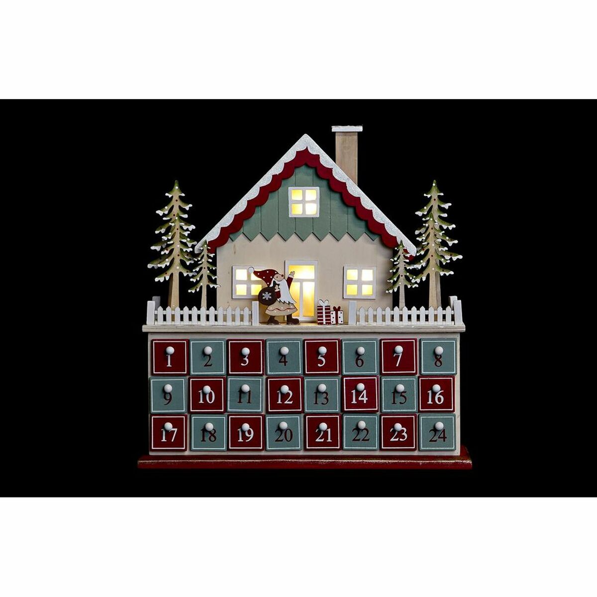 Calendario Dell'avvento Dkd Home Decor Legno Casa (32 X 8 X 33 Cm) (2 Unità)