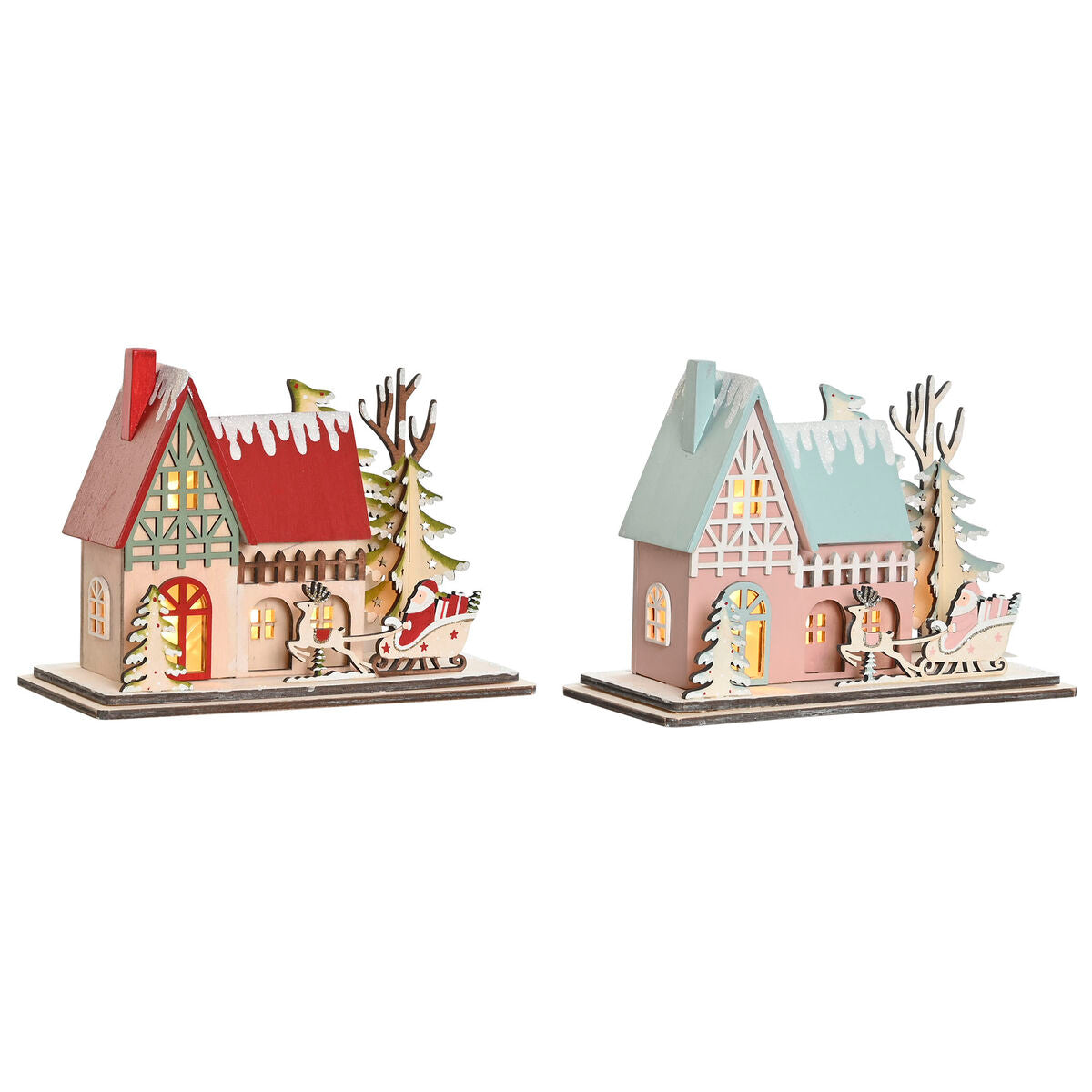 Decorazione Natalizia DKD Home Decor Rosso Rosa chiaro 23,5 x 11 x 20,5 cm (2 Unità)