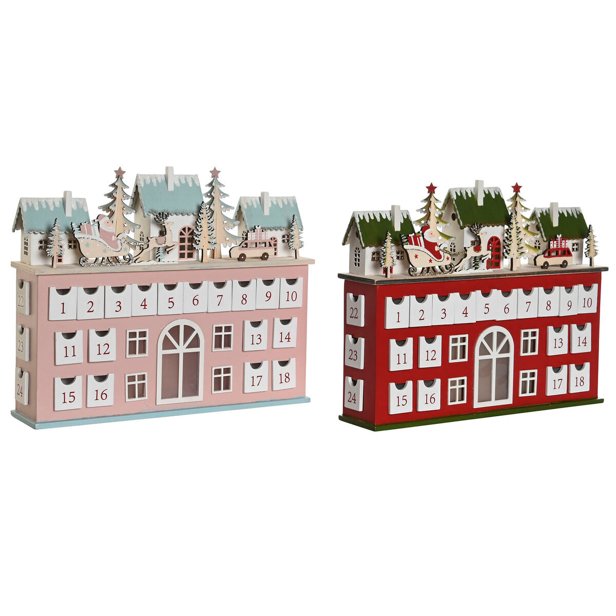 Calendario Dell'avvento Dkd Home Decor Legno 37,5 X 8,5 X 31 Cm (2 Unità)