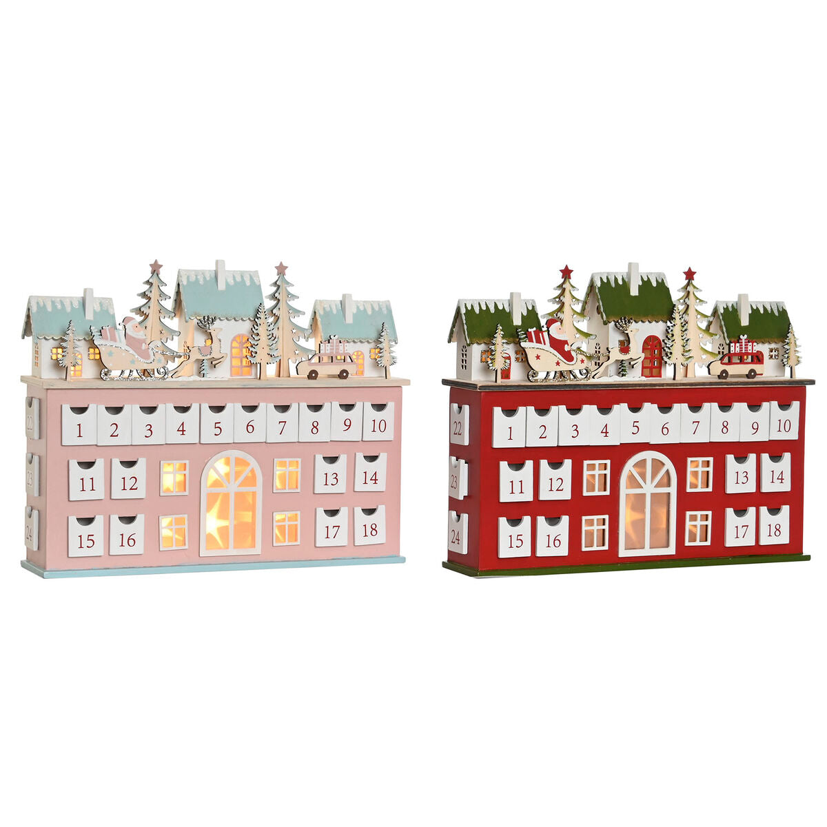 Calendario Dell'avvento Dkd Home Decor Legno 37,5 X 8,5 X 31 Cm (2 Unità)