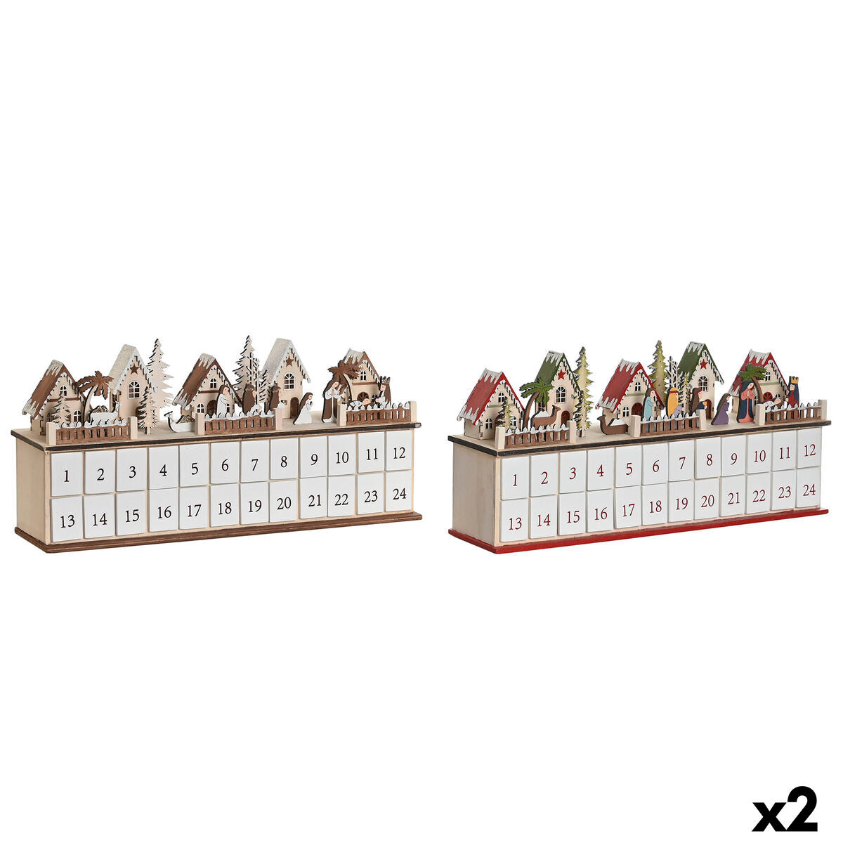 Calendario Dell'avvento Dkd Home Decor Legno 45 X 11 X 23 Cm (2 Unità)