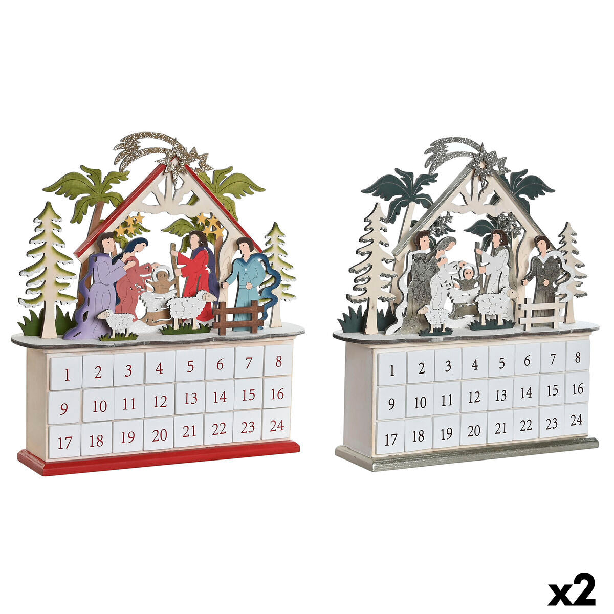 Calendario Dell'avvento Dkd Home Decor Legno 34 X 8,5 X 36,5 Cm (2 Unità)