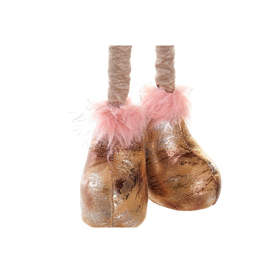 Decorazione Natalizia DKD Home Decor Bianco Rosa Dorato Renna 15 x 17 x 50 cm (2 Unità)