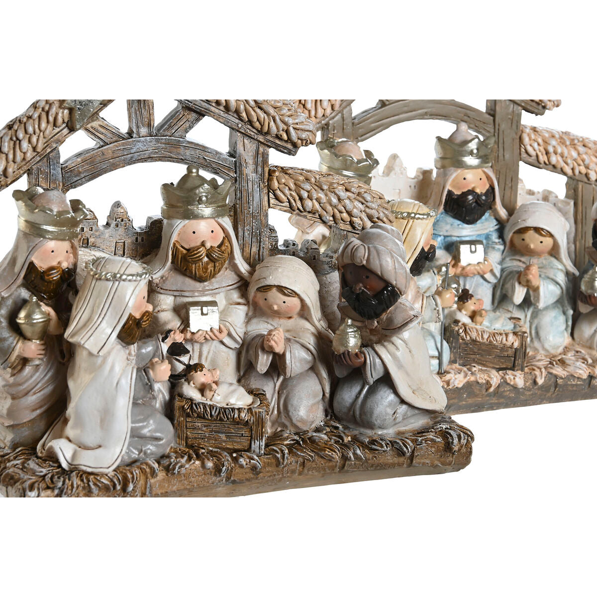 Presepe di Natale DKD Home Decor Azzurro Bianco Marrone Resina 20 x 7 x 17,5 cm (2 Unità)