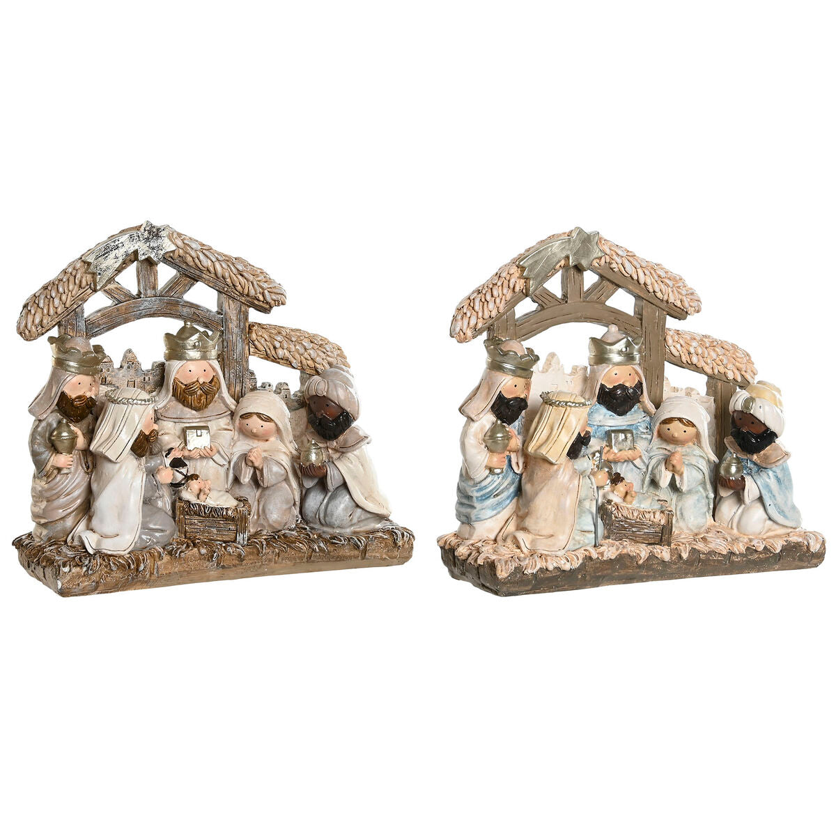 Presepe di Natale DKD Home Decor Azzurro Bianco Marrone Resina 20 x 7 x 17,5 cm (2 Unità)