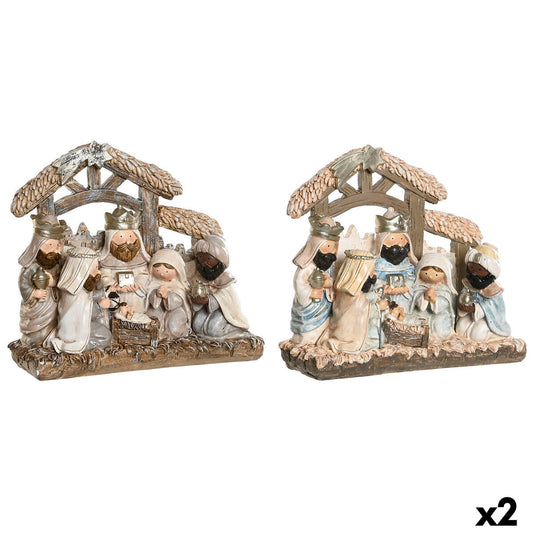 Presepe di Natale DKD Home Decor Azzurro Bianco Marrone Resina 20 x 7 x 17,5 cm (2 Unità)