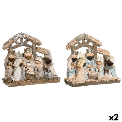 Presepe di Natale DKD Home Decor Azzurro Bianco Marrone Resina 20 x 7 x 17,5 cm (2 Unità)