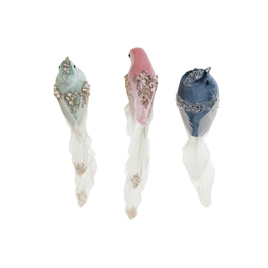 Decorazione Natalizia DKD Home Decor Multicolore Uccello 25 x 7 x 6 cm (3 Unità)