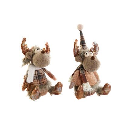 Decorazione Natalizia DKD Home Decor Marrone Renna 13 x 12 x 25 cm (2 Unità)