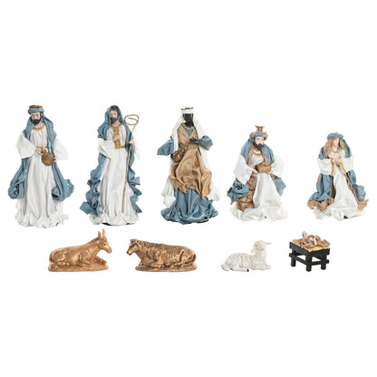 Presepe di Natale Home ESPRIT Azzurro Bianco 20 x 15 x 30 cm (9 Pezzi)