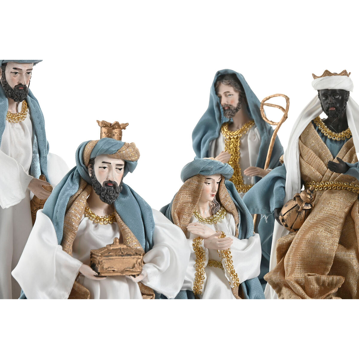 Presepe di Natale Home ESPRIT Azzurro Bianco 20 x 15 x 30 cm (9 Pezzi)