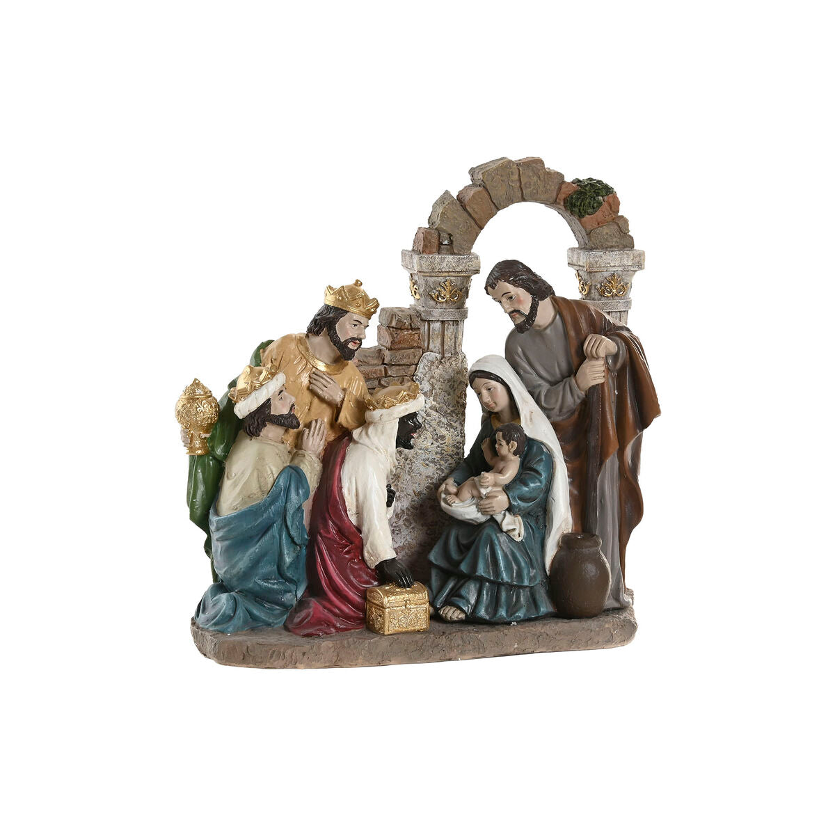 Presepe di Natale Home ESPRIT Multicolore Resina 20,5 x 8,5 x 20,5 cm
