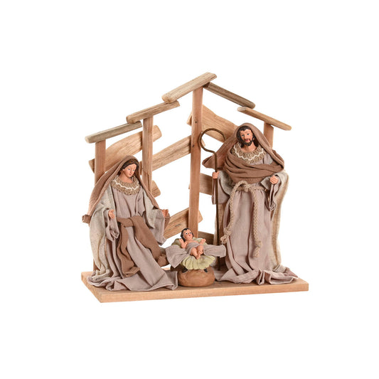 Presepe di Natale Home ESPRIT Marrone Beige Legno MDF 30 x 15 x 30 cm