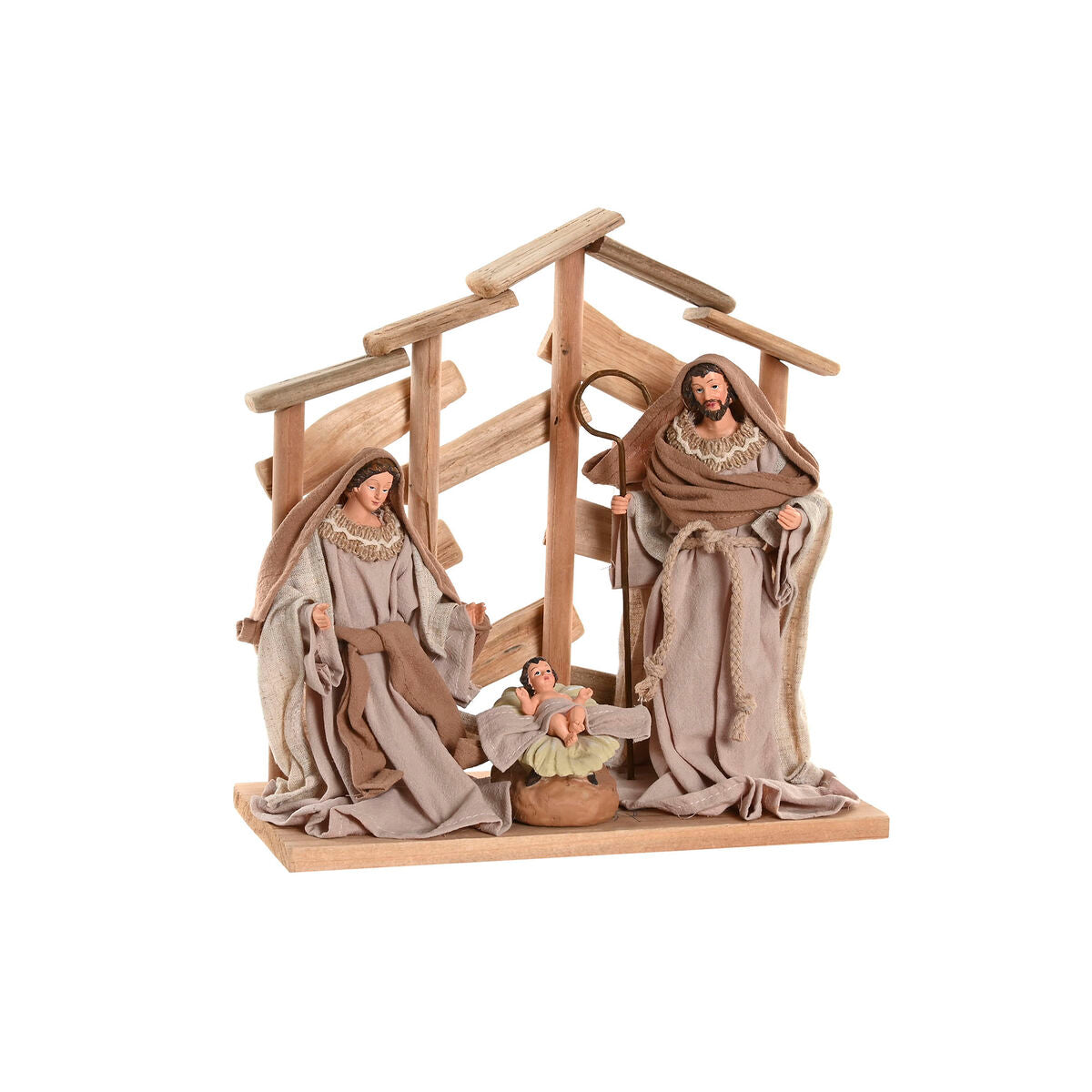 Presepe di Natale Home ESPRIT Marrone Beige Legno MDF 30 x 15 x 30 cm