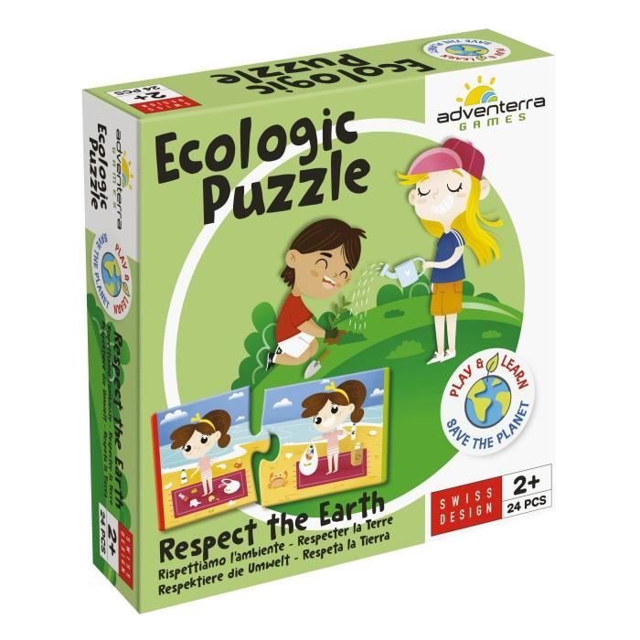 Giochi educativi - GEOMAG - Puzzle ecologico Rispetta la Terra - Mini puzzle educativi - Azioni eco-responsabili