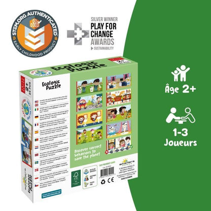 Giochi educativi - GEOMAG - Puzzle ecologico Rispetta la Terra - Mini puzzle educativi - Azioni eco-responsabili