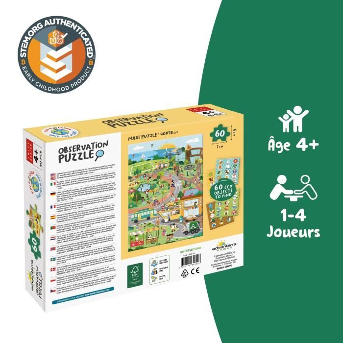 Giochi educativi - GEOMAG - Puzzle di osservazione Città Verde - Puzzle ecologico - Scoperta delle città sostenibili - Poster incluso
