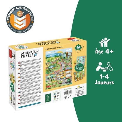 Giochi educativi - GEOMAG - Puzzle di osservazione Città Verde - Puzzle ecologico - Scoperta delle città sostenibili - Poster incluso