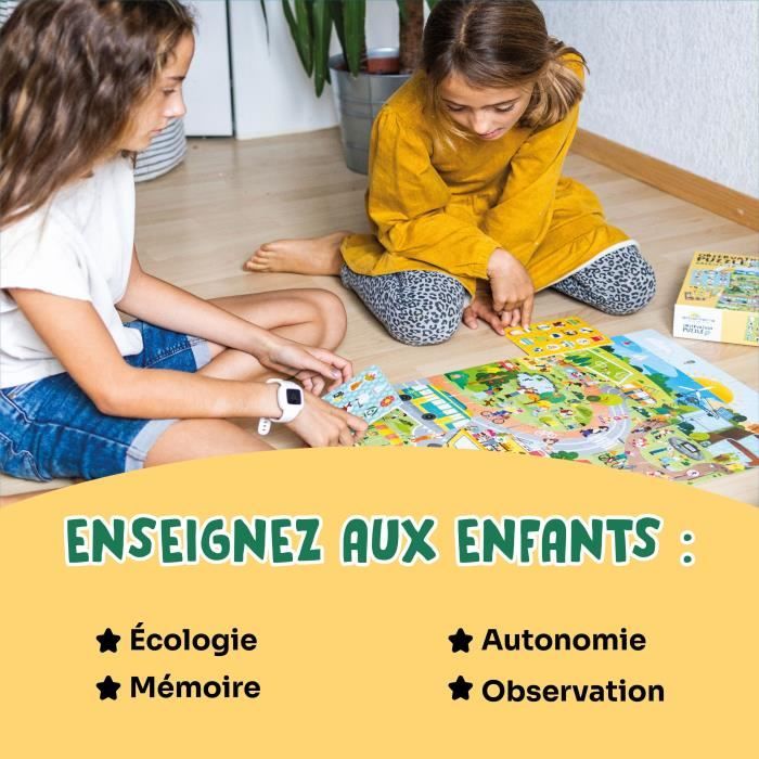 Giochi educativi - GEOMAG - Puzzle di osservazione Città Verde - Puzzle ecologico - Scoperta delle città sostenibili - Poster incluso