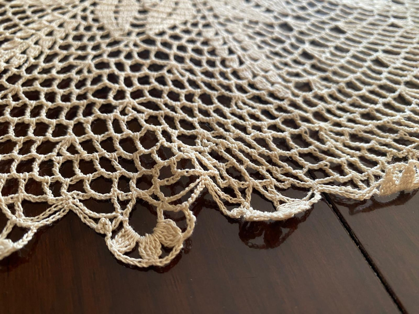 Centrino Uncinetto – Modello 6 – 35 cm - Filo di Scozia Ecrù