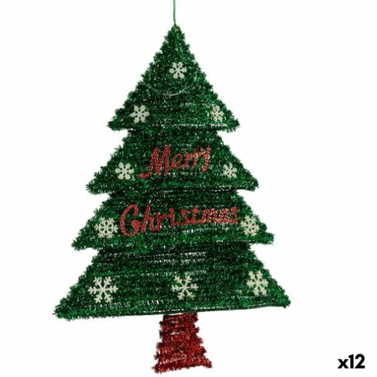 Decorazione Natalizia Krist+ Rosso Verde Argento polipropilene PET Albero di Natale 44 x 58,8 x 7 cm Ciondolo Tinsel Luce LED (1