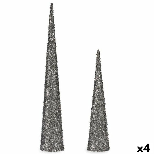 Decorazione Natalizia Krist+ Argentato Argento Coni 9,5 x 60 x 9,5 cm Paillettes (4 Unità)