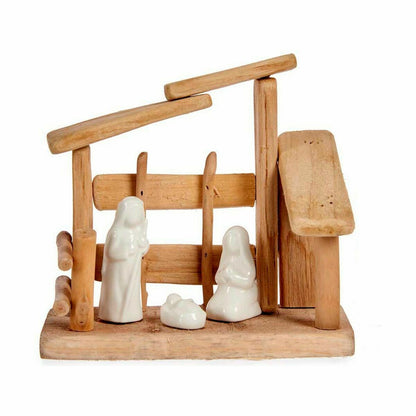 Presepe di Natale Krist+ Bianco Naturale Legno Ceramica 18 x 17 x 8 cm (2 Unità)