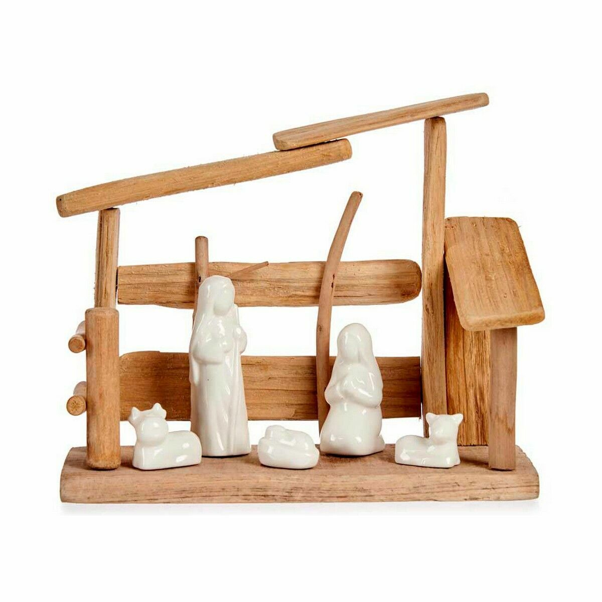 Presepe di Natale Krist+ Bianco Naturale Legno Ceramica 10 x 21 x 25 cm (2 Unità)