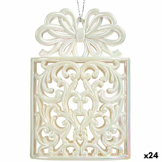 Decorazione Natalizia Krist+ Madreperla Plastica Porporina Pacco Regalo 7,4 x 11,5 x 4 cm (24 Unità)