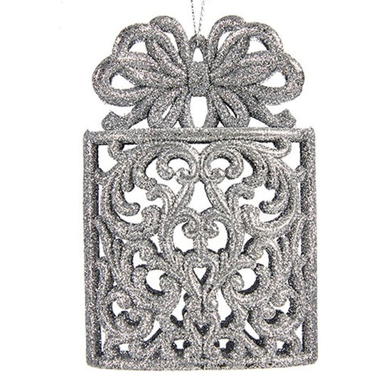 Decorazione Natalizia Krist+ Argentato Plastica Porporina Pacco Regalo 7,5 x 11,5 x 4 cm (24 Unità)