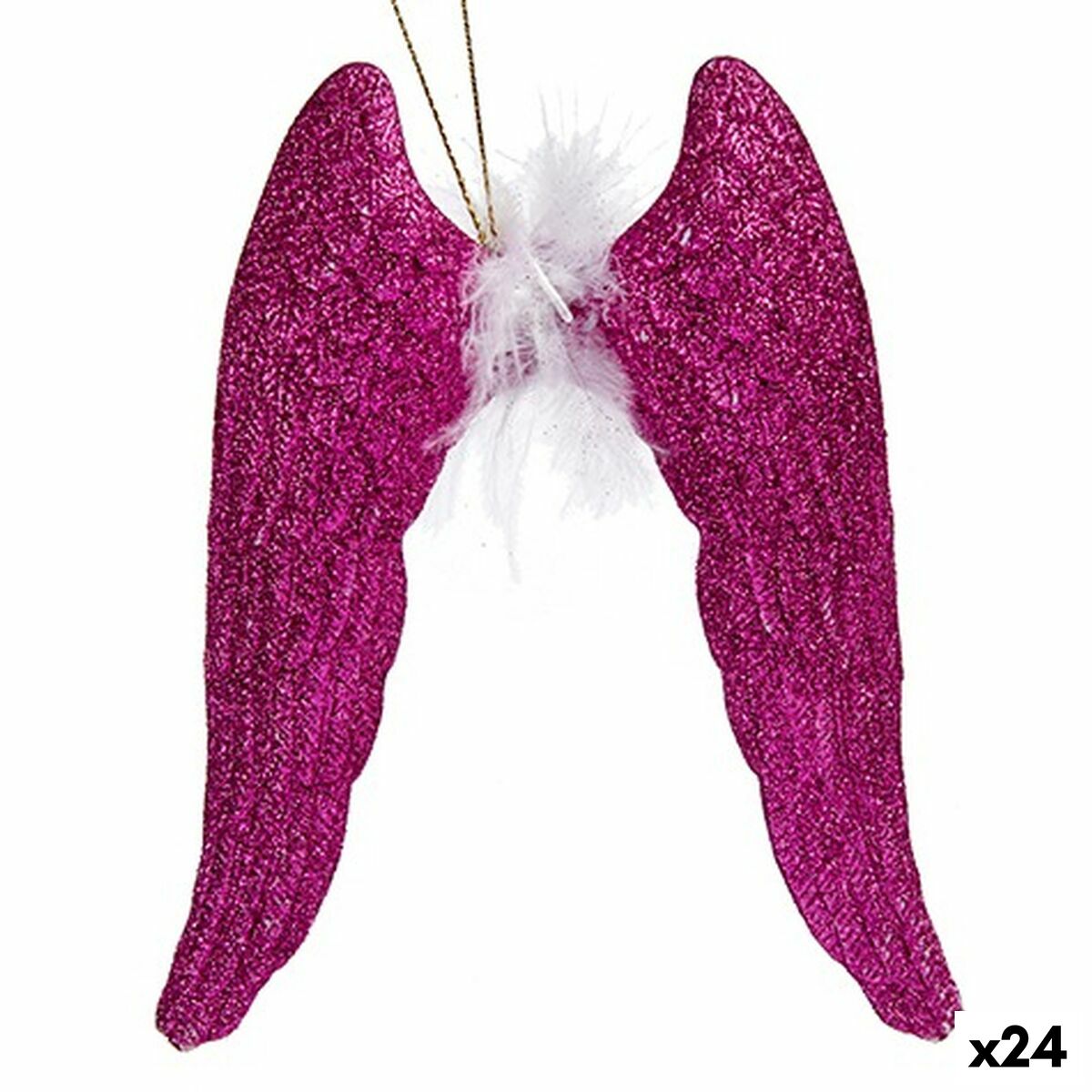 Decorazione Natalizia Krist+ Fucsia Plastica Porporina Ali d'Angelo 12,5 x 15 x 2,5 cm (24 Unità)