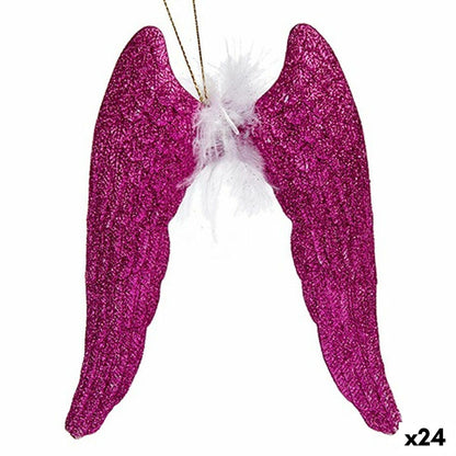 Decorazione Natalizia Krist+ Fucsia Plastica Porporina Ali d'Angelo 12,5 x 15 x 2,5 cm (24 Unità)