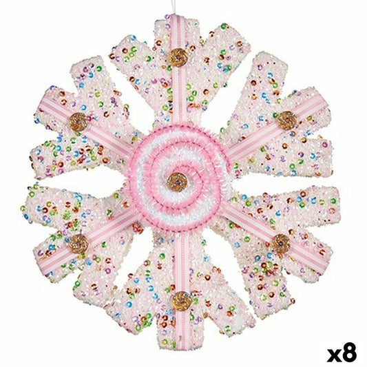 Decorazione Natalizia Krist+ Bianco Rosa Fiocchi di neve 17 x 6 x 17 cm (8 Unità)